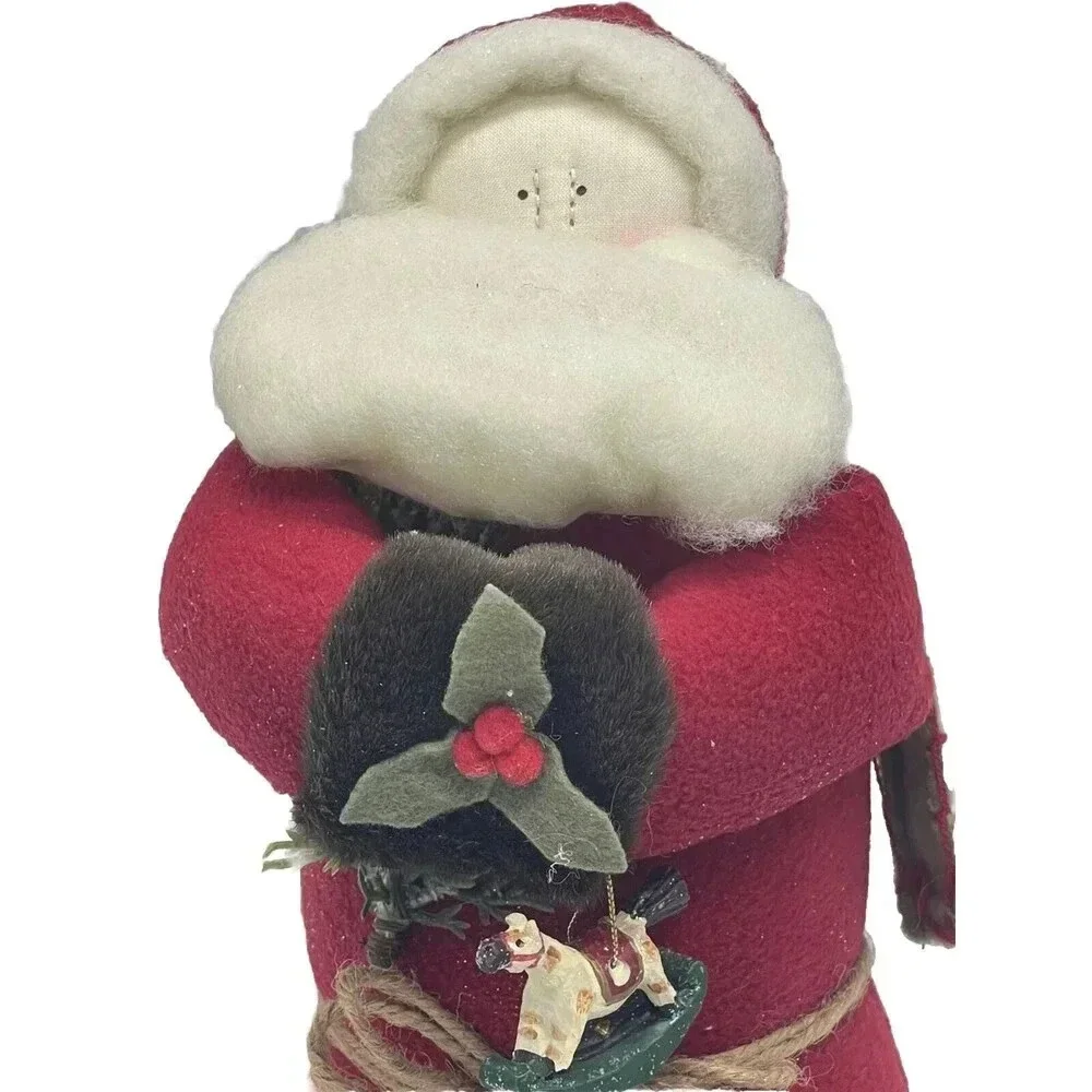 Primitive Christmas Red Flannel Coat, Bearded Santa 13